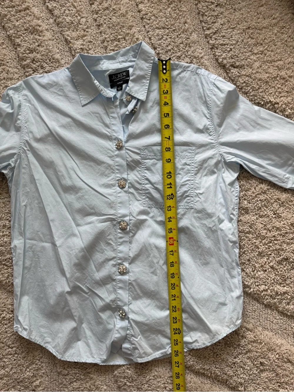 J.Crew Light Blue Garçon Shirt Jewel Buttons White Classic Cotton Poplin 8 $148